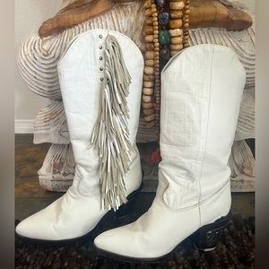 Vintage Zodiac Leather Fringe Cowboy Boot 🌵7